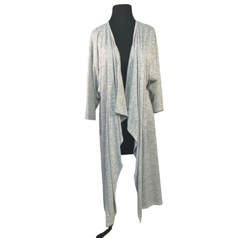 LuLaRoe Womens Long Cardigan Waterfall Open Front Lightweight Gray Sweater L